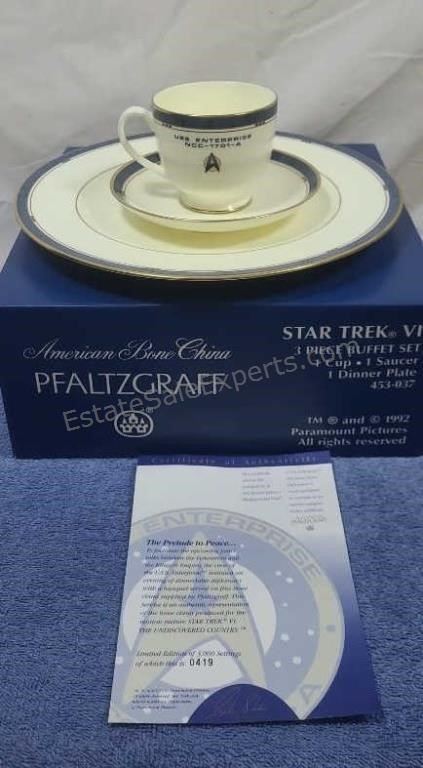 Star Trek VI 3-piece China place setting. 
By