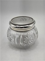 STERLING LIDDED DRESSER JAR - MONOGRAMMED