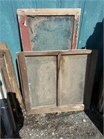 Three antique wood frame windows