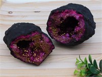 PINK AND GOLD GEODE ROCK STONE LAPIDARY SPECIMEN