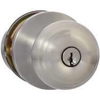 Entry Door Knob With Lock, Classic, Satin Nickel