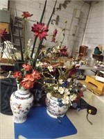 (2) Vases w/ Silk Flowers