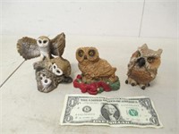3 Stone Critters Owl Figurines Statues