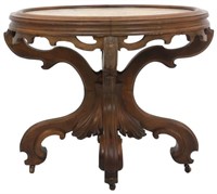 Oval Walnut Marble Top Center Table