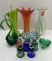 Art glass vases/ bells /bowl
