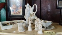 Ceramic Angelic Figures, Pitcher, Trinket Box +
