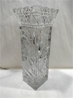 crystal cut glass vase  12 in tall