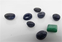 (8) 64 cts Blue Sapphires & Emerald Gemstones