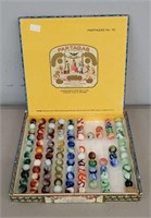Cigar Box w/ Vintage & Antique Marbles
