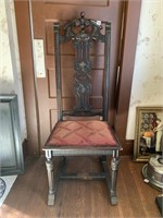 HIGH BACK CARVED CHAIR 51" X 20" W - UPHL. SEAT