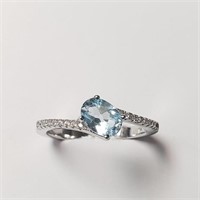 $160 Silver Blue Topaz(1ct) Ring