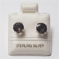 $160 Silver Smokey Quartz(1.7ct) Earrings
