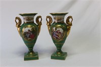 Pair of Paris Porcelain Twin Handled Vases,