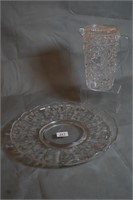 Elegant Glassware Serving Dish & Plastic Pitcher