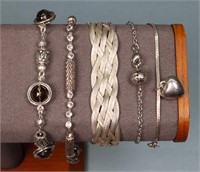 (5) Clean Sterling Silver Bracelets