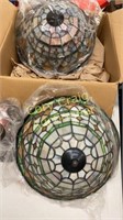 2 AZTEC Stained glass ceiling mount light