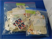 2 BAG LOTS USED STAMPS - GLOBAL & US