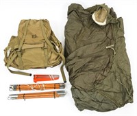 WWII US ARMY MOUNTAIN TROOPS TENT & BACKPACK LOT