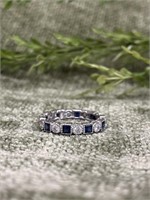 Square Simulated Sapphire Eternity Band