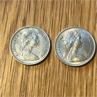 (2) 1966 Bahamas 5 Cent Coins