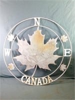 Large Canada/ Compass Tin Wall Decor Perfect for