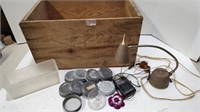 Wood Crate, Zinc Ball Lids, Sony Walkman Radio,