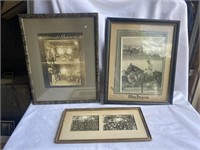 Lot of vintage framed photographs horse race