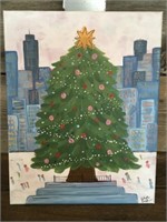 Original Christmas Tree Painting by Celeste Parker