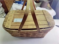 Wooden picnic basket.
