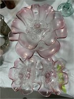 3 Piece Home Decor Lot - clear to pink - bowl 11