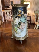 C. 1880 Barbotine Pottery Majolica Floral Vase