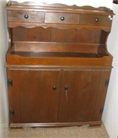 Three drawer wood dry sink with underneath