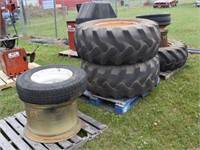 GROUP OF TRACTOR TIRES & RIMS