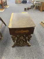 Antique Bench Stand w/ Books, 19"x12"x16"