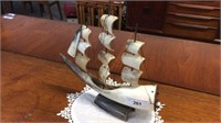VINTAGE SHIP CRAFTED FROM HORN