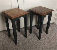 Pair of Small Square Wood Tables
