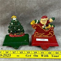 Two Metal Christmas Stocking Holders
