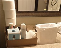 CLEANERS, BATHROOM ITEMS, TRASH CAN