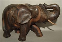 Vtg Carved Rosewood Wood Elephant Figure 8.75"