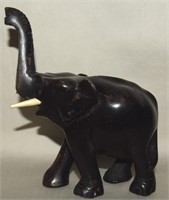 Vtg Carved Ebony Wood Elephant Figure 4.75"t