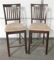 Pair of Wood Bar Height Chairs