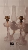 PR OF GLASS OIL LAMPS 22 IN