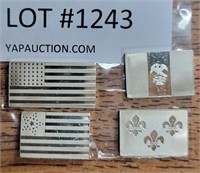 4 TINY STERLING SILVER FLAGS