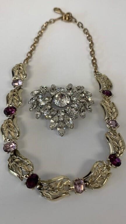 Signed Sherman Brooch & Coro Necklace