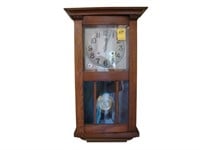 Arts and Crafts oak eight day box clock with time