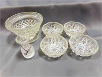 Wexford Pedestal Textured Clear Glass Bowl