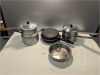 Kitchenware Lot- 2 Double Boilers & Pots