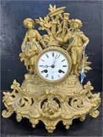 ANTIQUE FRENCH COURTSHIP GOLD GILD CLOCK