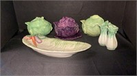 Vintage Lot of 6 Ceramic Vegetable Shaped Dishes