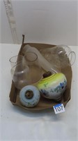 assorted oil lamp parts